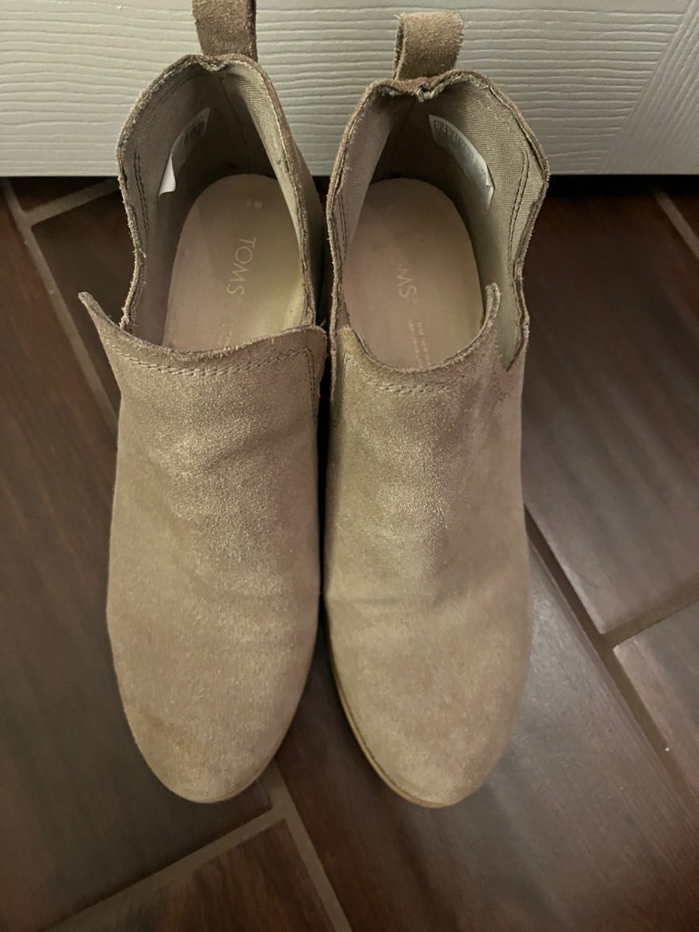 TOMS Suede Ankle Booties in Taupe Brown